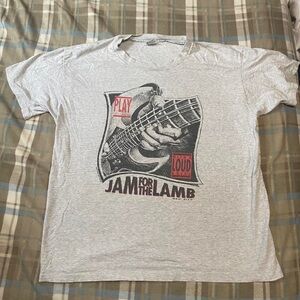 BDDW Light Gray 'Jam for the Lamb' Graphic Tee with Black and Red Print